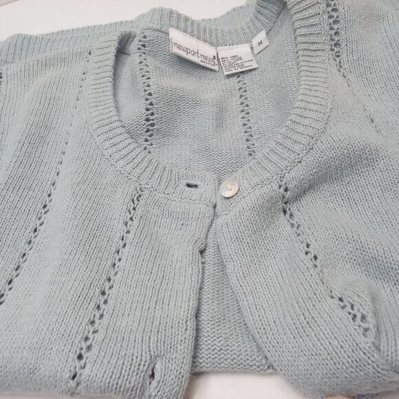 Vintage 90s 2-pc Set Floral Tank Dress & Cardigan Sweater Knit Linen Cotton M/L - Picture 6 of 15